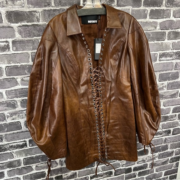 ROTATE BIRGER CHRISTENSEN Lace-up distressed faux leather mini dress - Picture 11 of 16